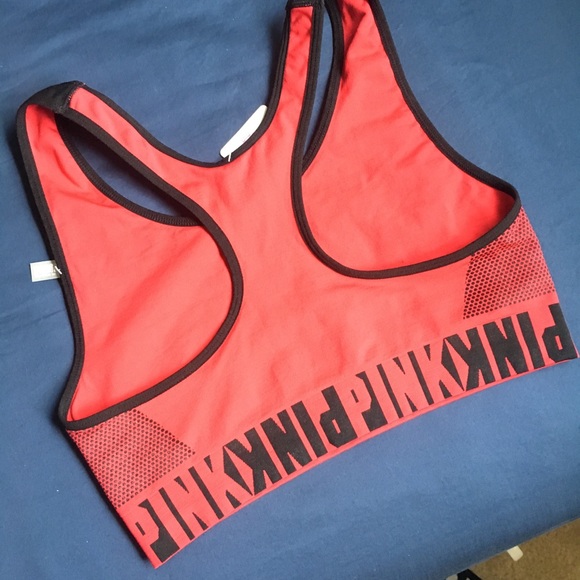 *SOLD* Red and Black PINK Sports Bra NWT - Picture 3 of 3